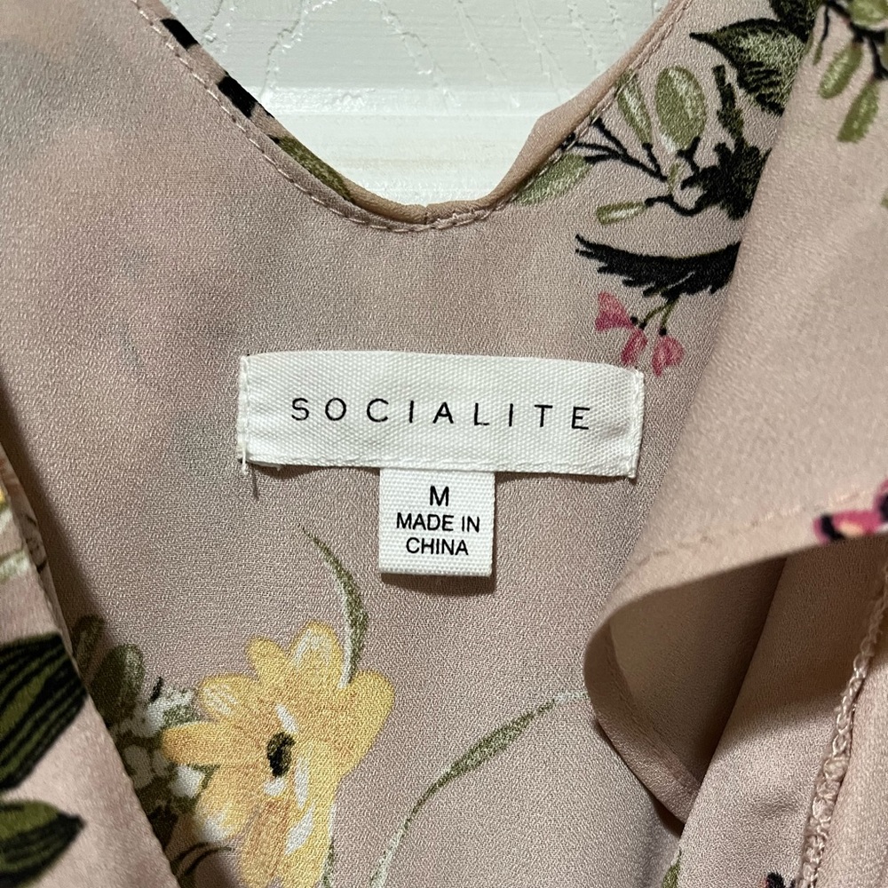 Socialite Blush Pink Floral Ruffle Wrap Dress - Picture 3 of 3